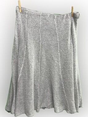 Soft Surroundings Silver-Gray A-Line Knit Skirt Fully Line with Lace Trim Slip